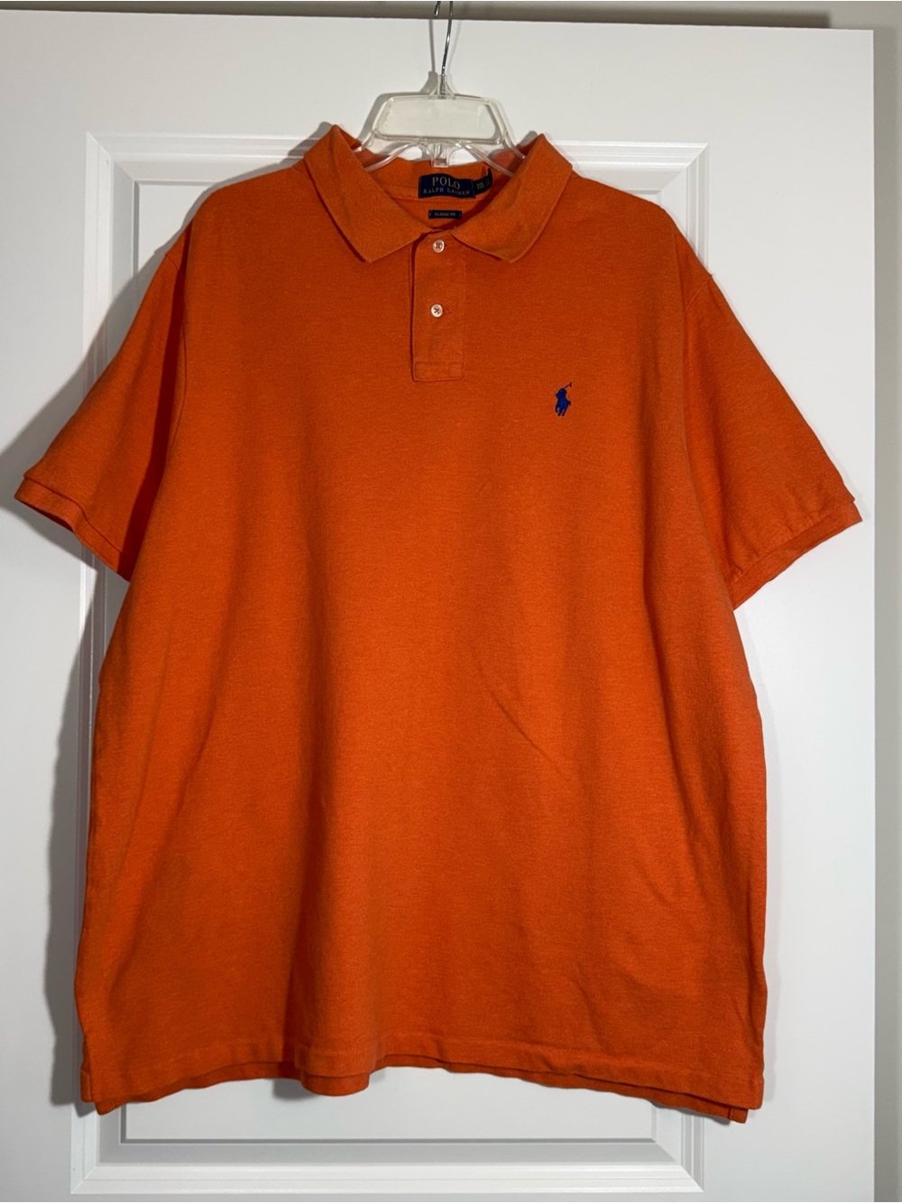 Polo Ralph Lauren Men’s Classic Fit Orange Polo Shirt Size XXL Blue Pony
